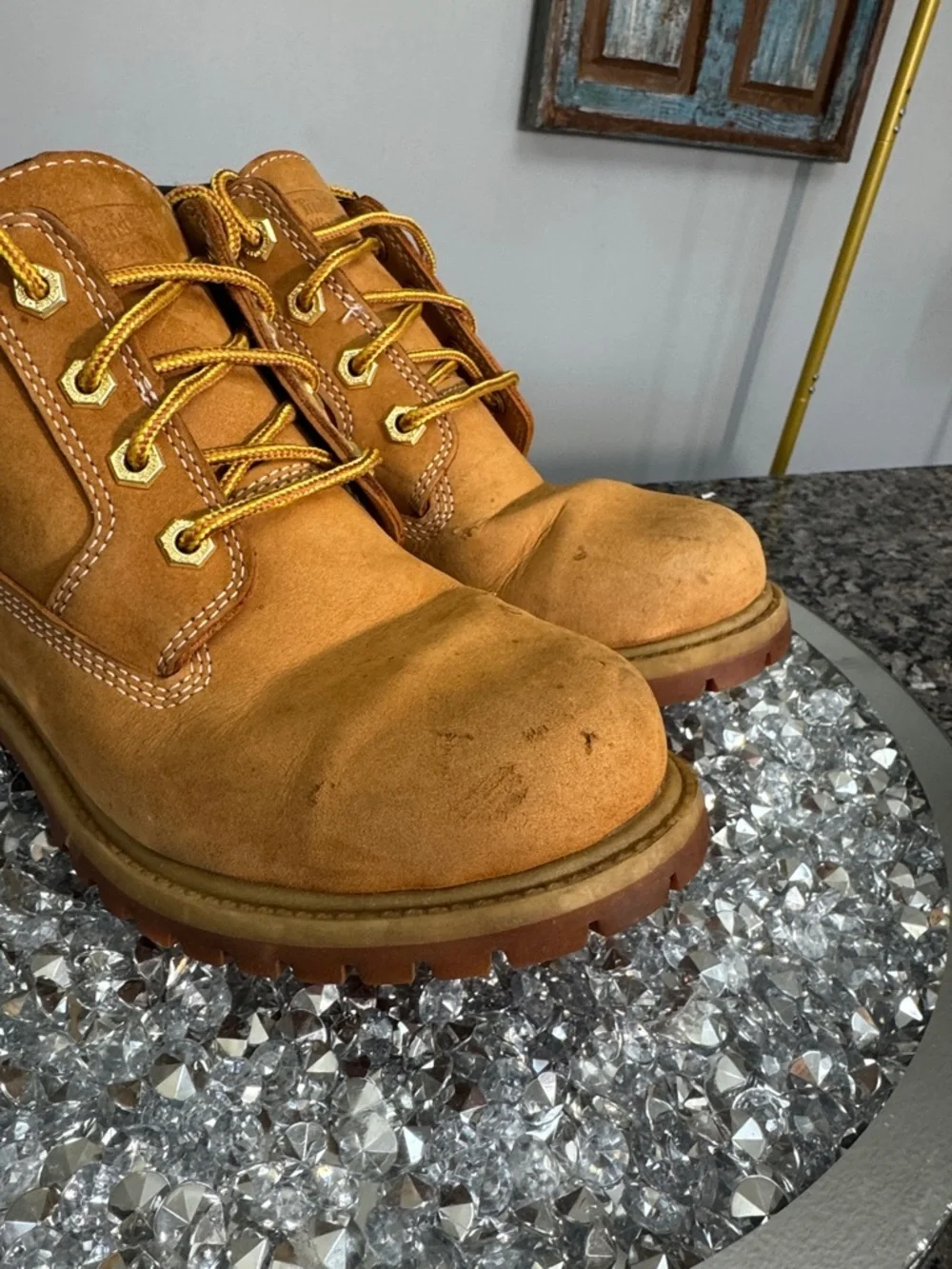 Timberland leather waterproof Wheat Nubuck Ankle Work Boots - Tan GUC 9